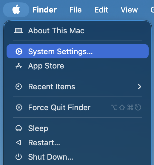 Apple menu → System Settings